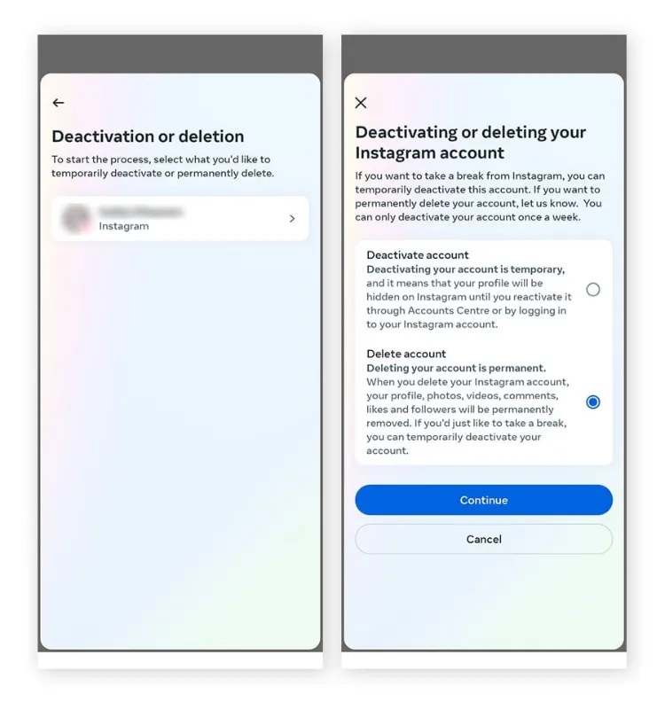 آموزش دیلیت اکانت اینستاگرام و دی اکتیو اینستاگرام